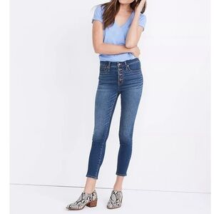 Madewell‎ Button Fly Jeans 9" Mid-Rise Skinny Crop Medium Wash Size 28